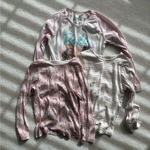 bundle of girls tops Barbie Kids Long Sleeve Tops - Pink and White